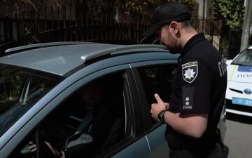 Зупинка водія поліцією. Фото: скрін youtube